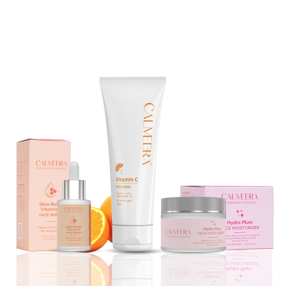Calmeera Vitamin C Face Wash + Vitamin C Serum + Hydra Plum Moisturizer